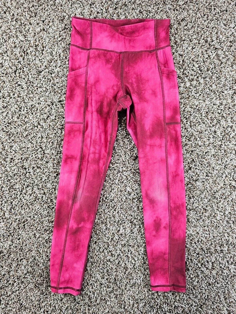 Gap Fit Girls Sz M Athletic Leggings Dark Pink Tie Dye Print